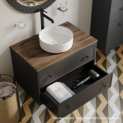 Тумба подвесная, со столешницей МДФ, макадамия орех, 80 см, темно-серый, Torr, IDDIS, TOR80DMi95K