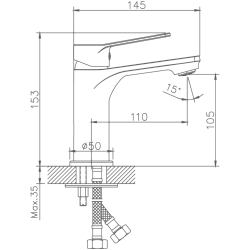 Смеситель для раковины, латунь, хром HB10559