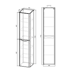 Шкаф Paola VSC-2P170BT-R подвесной, 1700*350*350, Beton, правый, , шт