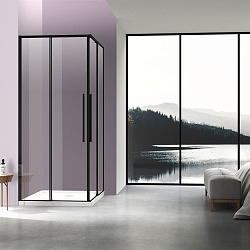 Душевой уголок Slim-N VSS-4SN8010CLB, 1000*800, черный, стекло прозрачное, , шт