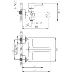Смеситель для ванны, латунь, черный HB60814-7
