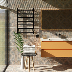 Aringa Порто полотенцесушитель лесенка электрический 80*50, черный