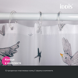 Штора для ванной, 200x180 см, Полиэстер, IDDIS, BP04P18i11