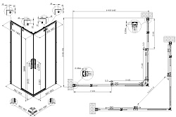 Душевой уголок Ultima VSS-7UL9010CLGM, 900*1000, вороненая сталь, стекло прозрачное, , шт