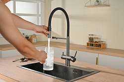 Смеситель для кухни Vincea VKF-120GM, вороненая сталь, , шт