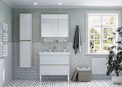 Зеркальный шкаф Сканди 90 Белый/Дуб Верона