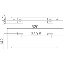 Полка стеклянная 1- ярус, черный HB8907