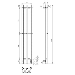Полотенцесушитель электрический Point Деметра PN12822GB П3 120x1200 диммер справа, графит блеск