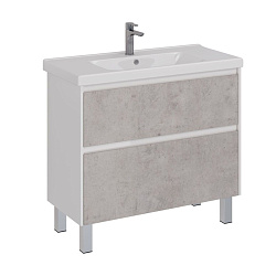 Тумба Lemark COMBI 100 см под 1 раковину, подвесная/напольная, 2 ящика, цвет фасада: Бетон, цвет кор