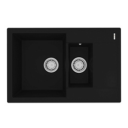 RAMZA 760 Мойка кухонная из кварцгранита цвет: антрацит  комплектация: крепеж, сливная арматура с пе