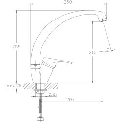 Смеситель для кухни, латунь, хром HB4113-2