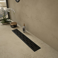 Corpa Nera Grossi/Гросси душевой трап 40 см с гидрозатвором, решетка из нержавеющей стали, черный