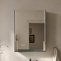 Шкаф зеркальный Gleam 60.1D, зеленый камень/дуб вотан