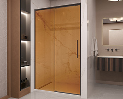 Душевая дверь Stella VDS-1ST120GSB, 1200, черный, стекло янтарь, , шт