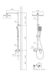 Душевая стойка Dice VSFS-4C12GM с изливом, вороненая сталь, , шт