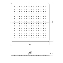 Лейка душевая верхняя, квадратная, 40х40см, нерж. сталь