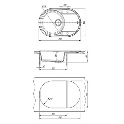 LACHA 760 Мойка кухонная из кварцгранита цвет: шампань  комплектация: крепеж, сливная арматура с пер