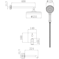 Душевая система встраиваемая, черный, HB80553-7