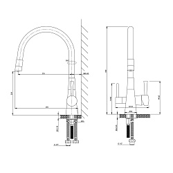 Смеситель для кухни с гибким изливом, с подключением к фильтру питьевой воды, латунь/золото/бежевый