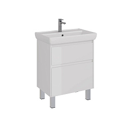 Тумба Lemark COMBI 70 см под 1 раковину, подвесная/напольная, 2 ящика, цвет корпуса, фасада: Белый г