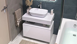 Тумба подвесная Unit 80, выс. 40, выдв. ящик, внутр. ящик, белый матовый