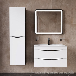 Тумба, подвесная, 80 см, белая/черный мрамор, Cloud, IDDIS, CLO80B0i95 подходит ум.