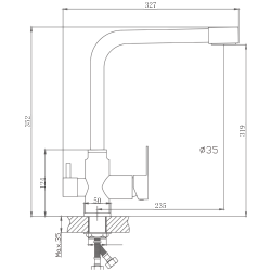 Смеситель для кухни с подключением фильтра, нержавеющая сталь HB76802