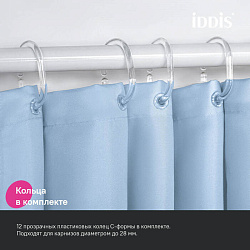 Штора для ванной, 200x180 см, Полиэстер, голубой, IDDIS, BS06P18i11