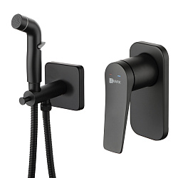 Встраиваемый смеситель с гигиеническим душем, чёрный