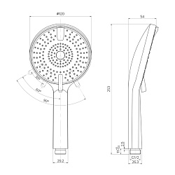 Лейка для душа, 4F, белая матовая, Rora, Milardo, ROR4FWRM18