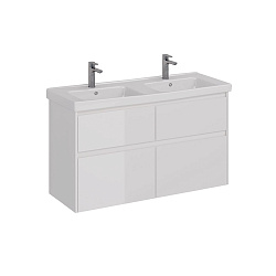 Тумба Lemark COMBI 125 см под 2 раковины, подвесная/напольная,4 ящика, цвет корпуса, фасада: Белый г