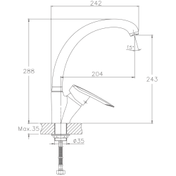 Смеситель для кухни, латунь, хром HB4107-2