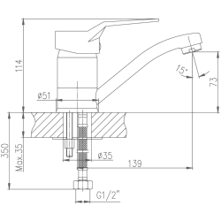 Смеситель для раковины, латунь, хром HB4563