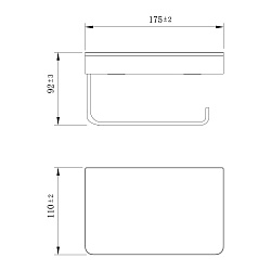 Держатель для туалетной бумаги GLASS LINE с полкой, полка 17,5х11 см, хром/белое стекло
