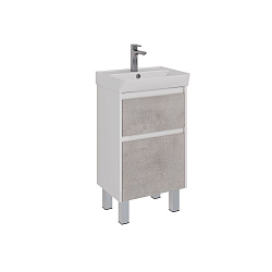 Тумба Lemark COMBI 50 см под 1 раковину, подвесная/напольная, 2 ящика, цвет фасада: Бетон, цвет корп